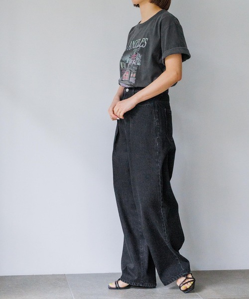 yuw(ユウ)の「retoro Tee 199361(Tシャツ/カットソー・レディース・グレー/ブラック・FREE)」の4枚目の写真