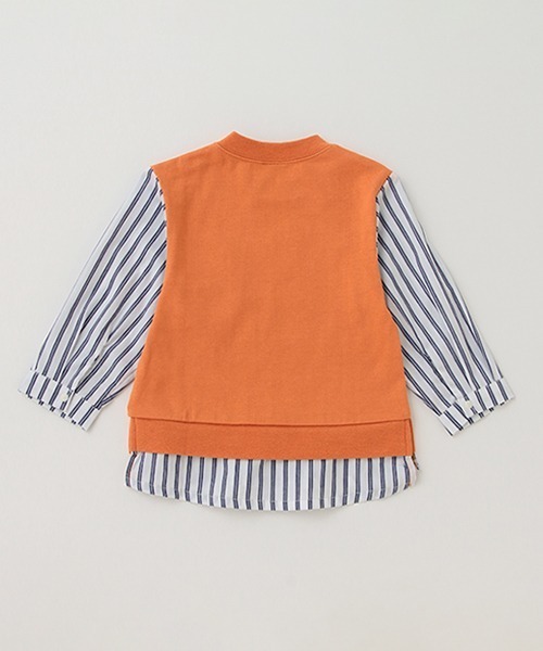 petit main（プティマイン）の「【リンク】袖ストライプクマ長袖T（Tシャツ/カットソー・キッズ・ライトグリーン/オフホワイト/オレンジ・100cm/110cm/80ｃｍ/130cm/90cm/120cm）」の16枚目の写真