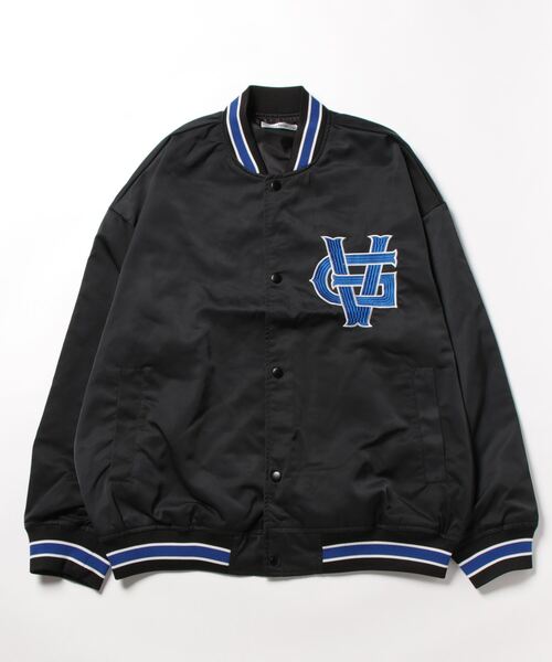 Dベアチェックビッグスタジャン　ブラック ALL BLACK DeLONG ブラック 黒 Womans (左前開き/男性仕様