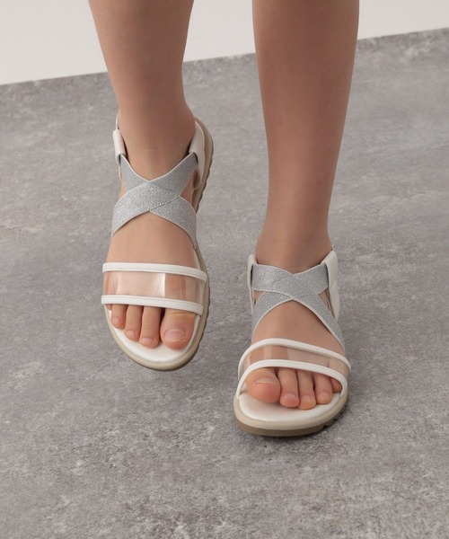 GLOBAL WORK（グローバルワーク）の「ラクラク／ゴムクロスサンダル/191429（サンダル・キッズ・ホワイト系その他/ブラック系その他/シルバー/その他・16cm/17cm/18cm/19cm/20cm/21cm/22cm）」の2枚目の写真
