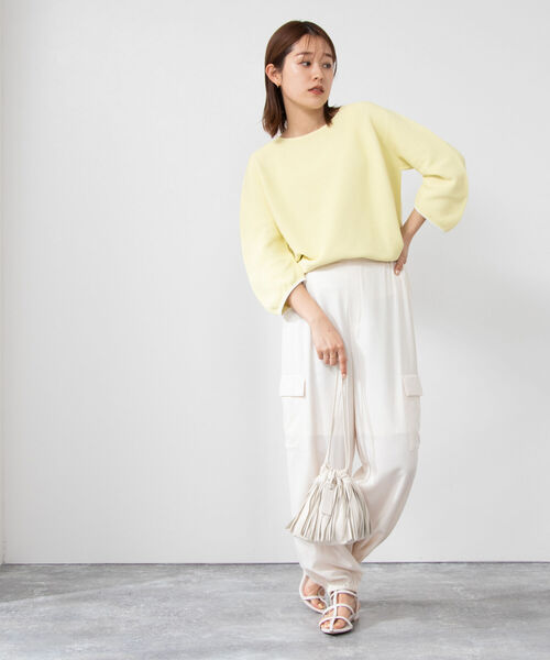 NOLLEY’S（ノーリーズ）の「《手洗い可能》カーブパフ袖ホールガーメントプルオーバーニット（ニット/セーター・レディース・ライトブルー/オフホワイト/ネイビー/イエロー・38）」の11枚目の写真