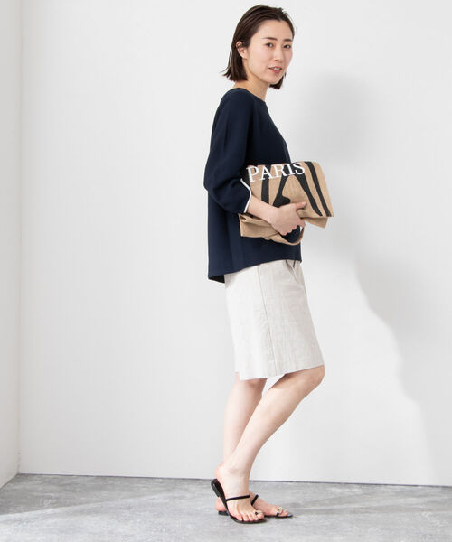 NOLLEY’S（ノーリーズ）の「《手洗い可能》カーブパフ袖ホールガーメントプルオーバーニット（ニット/セーター・レディース・ライトブルー/オフホワイト/ネイビー/イエロー・38）」の16枚目の写真