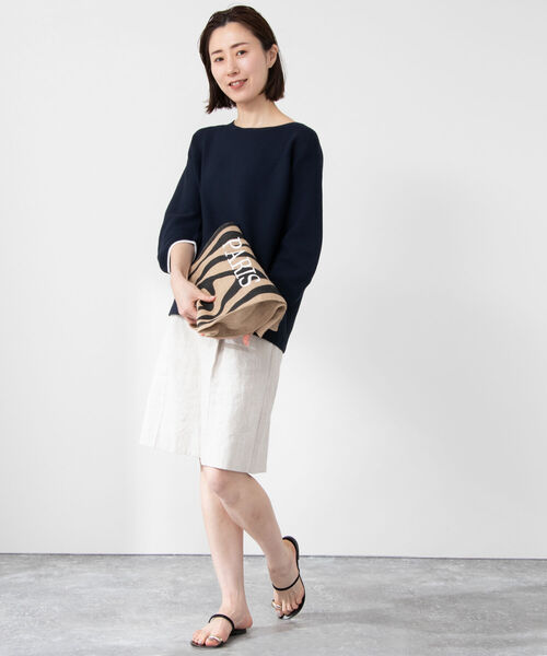 NOLLEY’S（ノーリーズ）の「《手洗い可能》カーブパフ袖ホールガーメントプルオーバーニット（ニット/セーター・レディース・ライトブルー/オフホワイト/ネイビー/イエロー・38）」の17枚目の写真