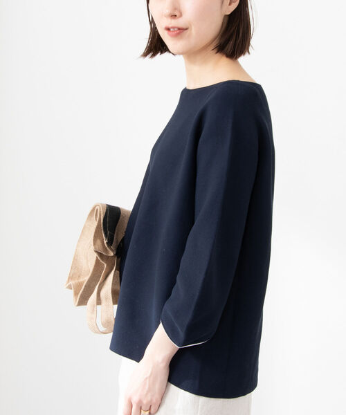 NOLLEY’S（ノーリーズ）の「《手洗い可能》カーブパフ袖ホールガーメントプルオーバーニット（ニット/セーター・レディース・ライトブルー/オフホワイト/ネイビー/イエロー・38）」の19枚目の写真