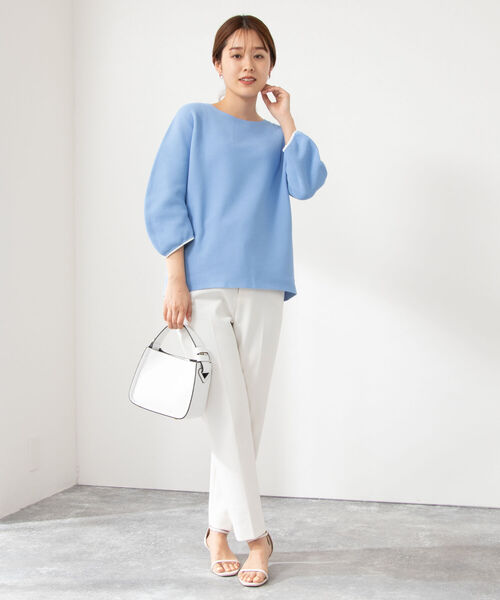 NOLLEY’S（ノーリーズ）の「《手洗い可能》カーブパフ袖ホールガーメントプルオーバーニット（ニット/セーター・レディース・ライトブルー/オフホワイト/ネイビー/イエロー・38）」の22枚目の写真