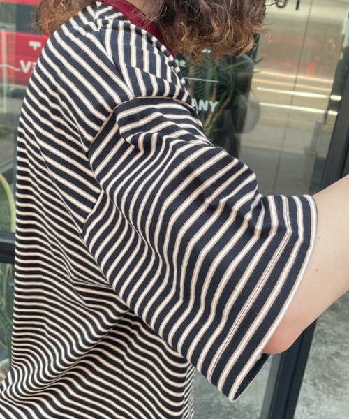 CIAOPANIC(チャオパニック)の「パイルリンガーボーダーTシャツ(Tシャツ/カットソー・レディース・ホワイト/サックスブルー/ブラック・FREE)」の8枚目の写真