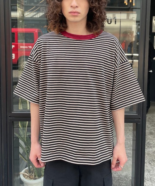 CIAOPANIC(チャオパニック)の「パイルリンガーボーダーTシャツ(Tシャツ/カットソー・レディース・ホワイト/サックスブルー/ブラック・FREE)」の4枚目の写真