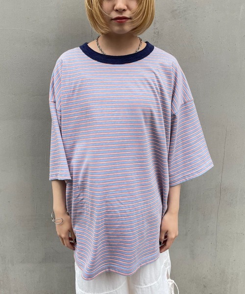 CIAOPANIC(チャオパニック)の「パイルリンガーボーダーTシャツ(Tシャツ/カットソー・レディース・ホワイト/サックスブルー/ブラック・FREE)」の21枚目の写真
