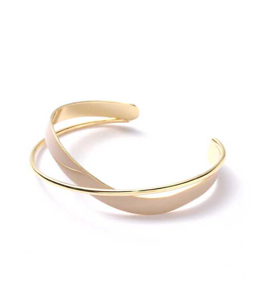 NATURAL BEAUTY BASIC（ナチュラルビューティーベーシック）の「【美人百花掲載】カラー＆メタルクロスバングル（バングル/リストバンド・レディース・ベージュ/ピンク・ﾌﾘ-）」の2枚目の写真