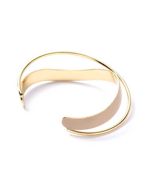 NATURAL BEAUTY BASIC（ナチュラルビューティーベーシック）の「【美人百花掲載】カラー＆メタルクロスバングル（バングル/リストバンド・レディース・ベージュ/ピンク・ﾌﾘ-）」の4枚目の写真