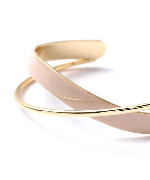 NATURAL BEAUTY BASIC（ナチュラルビューティーベーシック）の「【美人百花掲載】カラー＆メタルクロスバングル（バングル/リストバンド・レディース・ベージュ/ピンク・ﾌﾘ-）」の5枚目の写真