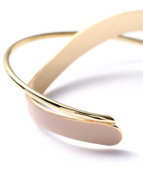 NATURAL BEAUTY BASIC（ナチュラルビューティーベーシック）の「【美人百花掲載】カラー＆メタルクロスバングル（バングル/リストバンド・レディース・ベージュ/ピンク・ﾌﾘ-）」の6枚目の写真