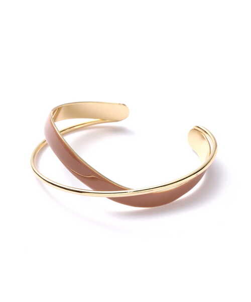 NATURAL BEAUTY BASIC（ナチュラルビューティーベーシック）の「【美人百花掲載】カラー＆メタルクロスバングル（バングル/リストバンド・レディース・ベージュ/ピンク・ﾌﾘ-）」の8枚目の写真