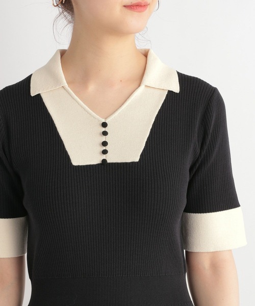 Andemiu（アンデミュウ）の「エリツキハイショクニットワンピース904569（ワンピース・レディース・オレンジ/ベージュ/ブラック・FREE）」の13枚目の写真