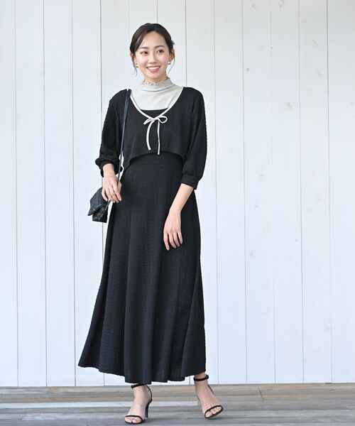 rps（アールピーエス）の「パイピングリボンカーデ×フレアーキャミワンピ（ワンピース・レディース・ブラック/グレー/グレイッシュベージュ・フリー）」の20枚目の写真