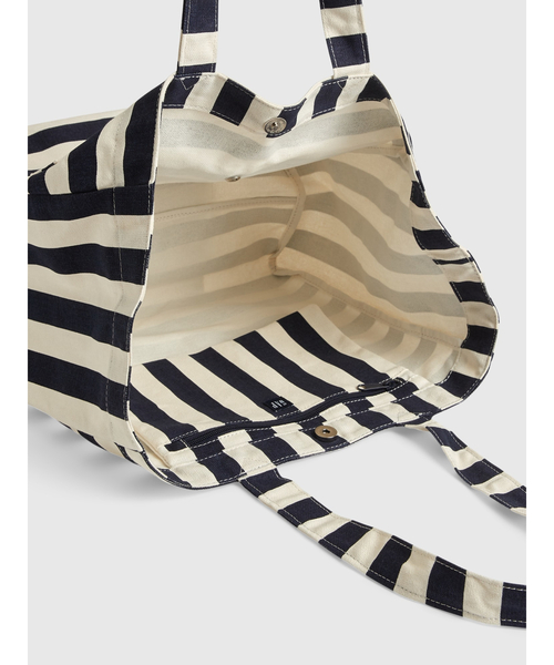 GAP（ギャップ）の「コットンリネン ストライプトートバッグ（トートバッグ・レディース・ネイビー・ONE SIZE）」の6枚目の写真