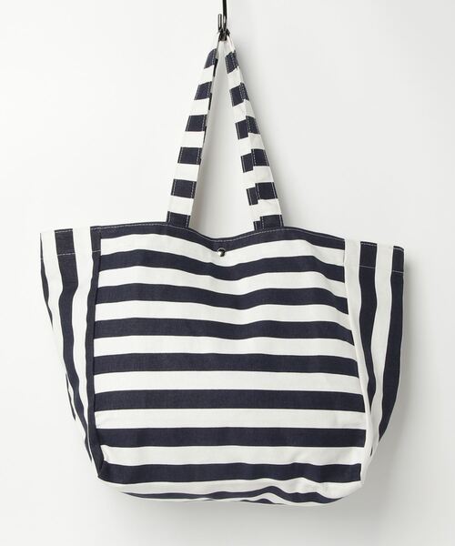 GAP（ギャップ）の「コットンリネン ストライプトートバッグ（トートバッグ・レディース・ネイビー・ONE SIZE）」の3枚目の写真