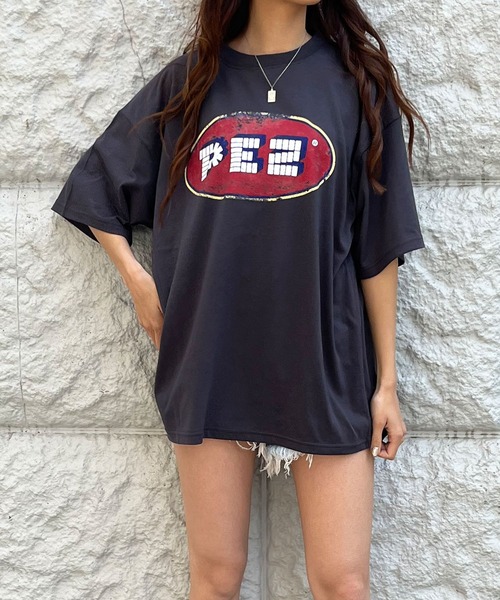 「ear PAPILLONNER」 半袖Tシャツ「PEZコラボ」 X-LARGE ブラック系その他 レディース PEZ（ペッツ）プリントTシャツ（Tシャツ/カットソー