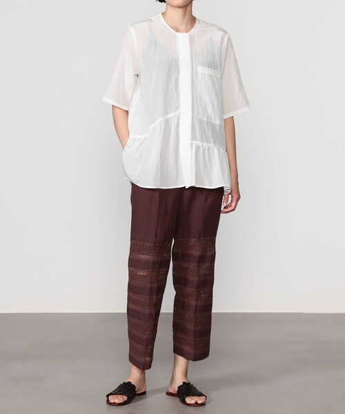 Bshop（ビショップ）の「Shosh | 半袖ノーカラーブラウス WOMEN 