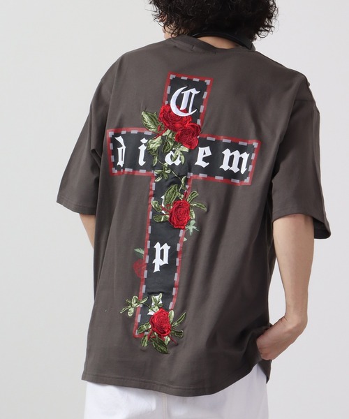 RE730(アールイーセブンサーティー)の「RE730 クロスローズ半袖Tシャツ(Tシャツ/カットソー・メンズ・オフホワイト/グレー/ブラック・L/M)」の1枚目の写真