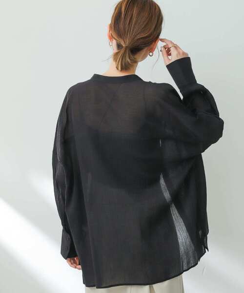 SENSE OF PLACE by URBAN RESEARCH（センスオブプレイスバイアーバンリサーチ）の「バンドカラーヨウリュウシアーシャツ（シャツ/ブラウス・レディース・オフホワイト/ブラック/ライトブルー・ONE）」の11枚目の写真