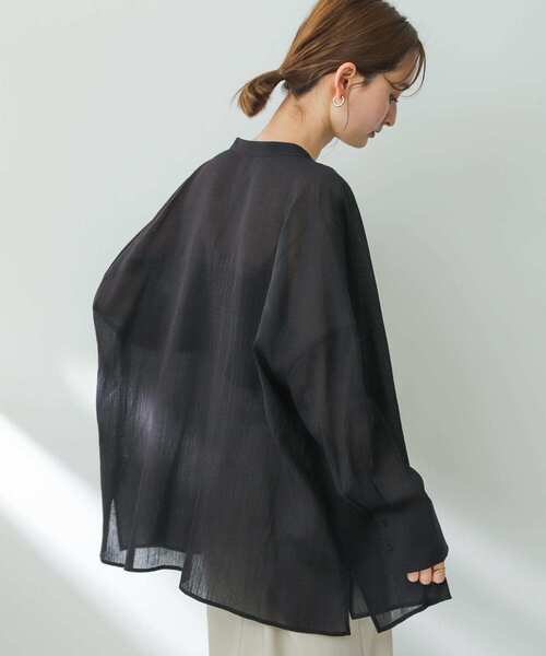 SENSE OF PLACE by URBAN RESEARCH（センスオブプレイスバイアーバンリサーチ）の「バンドカラーヨウリュウシアーシャツ（シャツ/ブラウス・レディース・オフホワイト/ブラック/ライトブルー・ONE）」の12枚目の写真