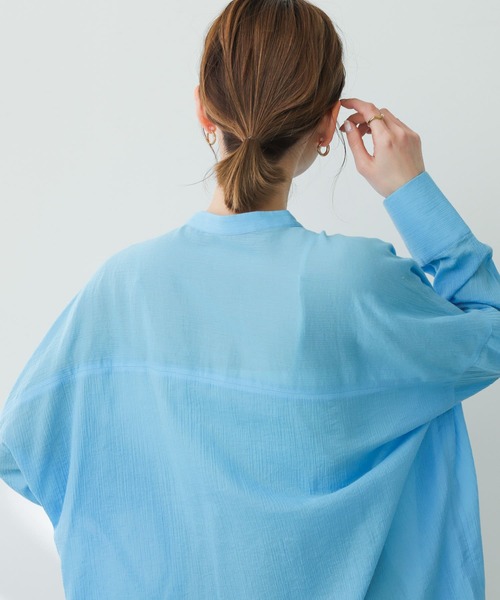 SENSE OF PLACE by URBAN RESEARCH（センスオブプレイスバイアーバンリサーチ）の「バンドカラーヨウリュウシアーシャツ（シャツ/ブラウス・レディース・オフホワイト/ブラック/ライトブルー・ONE）」の13枚目の写真