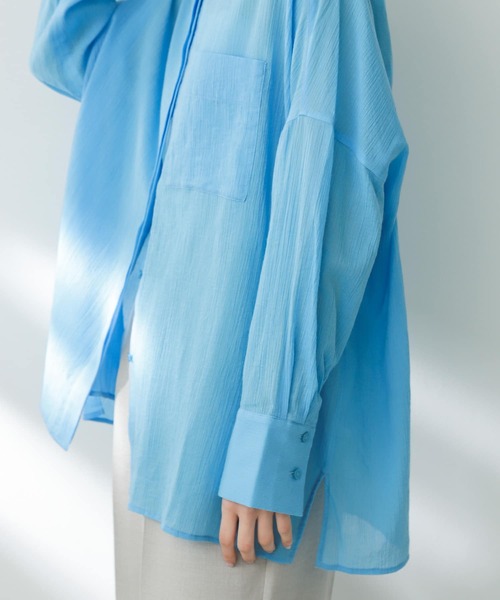 SENSE OF PLACE by URBAN RESEARCH（センスオブプレイスバイアーバンリサーチ）の「バンドカラーヨウリュウシアーシャツ（シャツ/ブラウス・レディース・オフホワイト/ブラック/ライトブルー・ONE）」の14枚目の写真