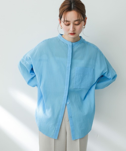 SENSE OF PLACE by URBAN RESEARCH（センスオブプレイスバイアーバンリサーチ）の「バンドカラーヨウリュウシアーシャツ（シャツ/ブラウス・レディース・オフホワイト/ブラック/ライトブルー・ONE）」の16枚目の写真