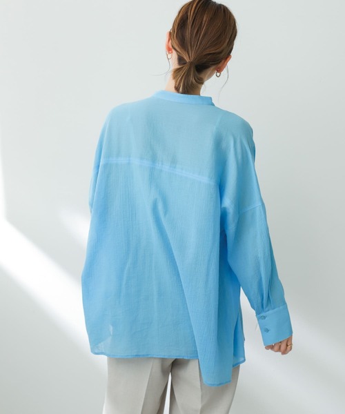 SENSE OF PLACE by URBAN RESEARCH（センスオブプレイスバイアーバンリサーチ）の「バンドカラーヨウリュウシアーシャツ（シャツ/ブラウス・レディース・オフホワイト/ブラック/ライトブルー・ONE）」の17枚目の写真