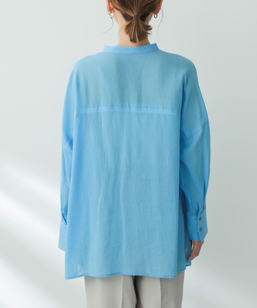 SENSE OF PLACE by URBAN RESEARCH（センスオブプレイスバイアーバンリサーチ）の「バンドカラーヨウリュウシアーシャツ（シャツ/ブラウス・レディース・オフホワイト/ブラック/ライトブルー・ONE）」の21枚目の写真