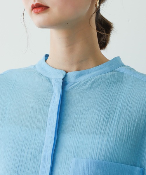 SENSE OF PLACE by URBAN RESEARCH（センスオブプレイスバイアーバンリサーチ）の「バンドカラーヨウリュウシアーシャツ（シャツ/ブラウス・レディース・オフホワイト/ブラック/ライトブルー・ONE）」の22枚目の写真