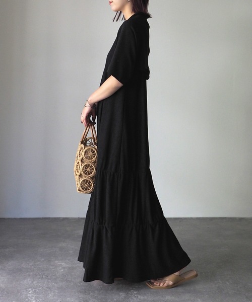 Riberry（リベリー）の「楊柳シャーリングキャミワンピース×ショートボレロset（ワンピース・レディース・オレンジ/チャコールグレー/ブラック/グレイッシュベージュ・MEDIUM）」の5枚目の写真