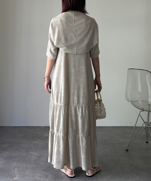 Riberry（リベリー）の「楊柳シャーリングキャミワンピース×ショートボレロset（ワンピース・レディース・オレンジ/チャコールグレー/ブラック/グレイッシュベージュ・MEDIUM）」の21枚目の写真