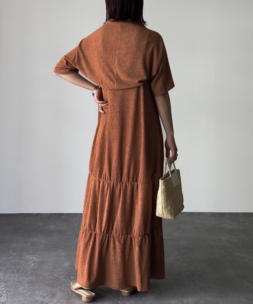 Riberry（リベリー）の「楊柳シャーリングキャミワンピース×ショートボレロset（ワンピース・レディース・オレンジ/チャコールグレー/ブラック/グレイッシュベージュ・MEDIUM）」の15枚目の写真