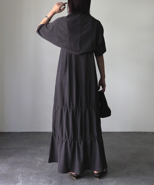 Riberry（リベリー）の「楊柳シャーリングキャミワンピース×ショートボレロset（ワンピース・レディース・オレンジ/チャコールグレー/ブラック/グレイッシュベージュ・MEDIUM）」の17枚目の写真