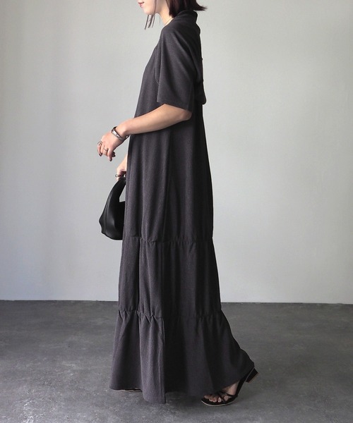 Riberry（リベリー）の「楊柳シャーリングキャミワンピース×ショートボレロset（ワンピース・レディース・オレンジ/チャコールグレー/ブラック/グレイッシュベージュ・MEDIUM）」の20枚目の写真