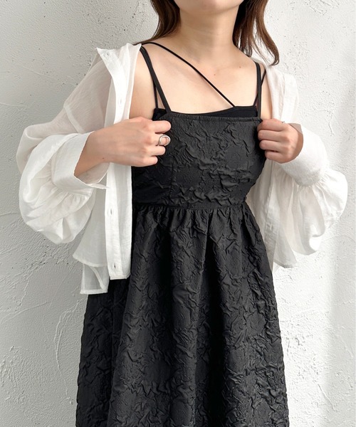 apres jour mignon(アプレジュールミニョン)の「ふくれジャガードキャミワンピース【ZOZOTOWN限定アイテム】(ワンピース・レディース・ブルー/ブラック/アイボリー・X-LARGE/SMALL/MEDIUM)」の19枚目の写真