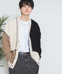 WEGO | WEGO/【23年秋冬新作】ハンドステッチカラーブロックカーディガン(カーディガン/ボレロ)