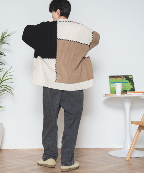 WEGO(ウィゴー)の「WEGO/ハンドステッチカラーブロックカーディガン(カーディガン/ボレロ・メンズ・その他1/その他2・MEDIUM/LARGE)」の4枚目の写真
