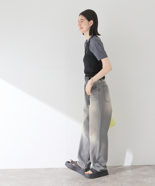 JOINT WORKS（ジョイントワークス）の「シアーコンパクトTシャツ（Tシャツ/カットソー・レディース・チャコールグレー/ブラック・FREE）」の8枚目の写真