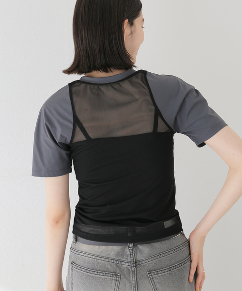 JOINT WORKS（ジョイントワークス）の「シアーコンパクトTシャツ（Tシャツ/カットソー・レディース・チャコールグレー/ブラック・FREE）」の5枚目の写真