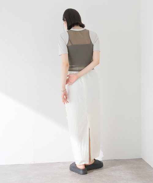 JOINT WORKS（ジョイントワークス）の「シアーコンパクトTシャツ（Tシャツ/カットソー・レディース・チャコールグレー/ブラック・FREE）」の3枚目の写真