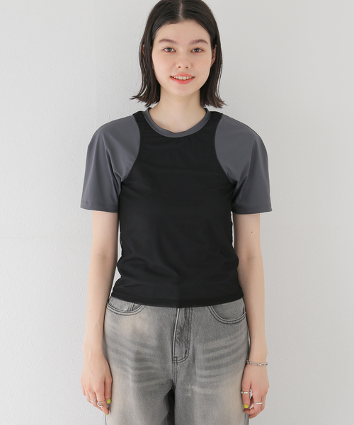 JOINT WORKS（ジョイントワークス）の「シアーコンパクトTシャツ（Tシャツ/カットソー・レディース・チャコールグレー/ブラック・FREE）」の21枚目の写真