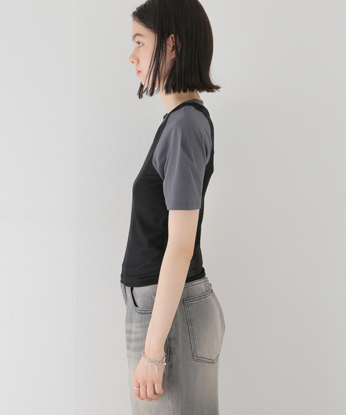 JOINT WORKS（ジョイントワークス）の「シアーコンパクトTシャツ（Tシャツ/カットソー・レディース・チャコールグレー/ブラック・FREE）」の9枚目の写真