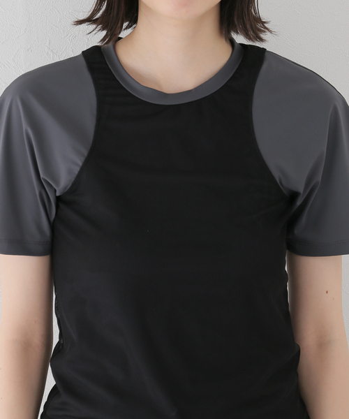 JOINT WORKS（ジョイントワークス）の「シアーコンパクトTシャツ（Tシャツ/カットソー・レディース・チャコールグレー/ブラック・FREE）」の6枚目の写真