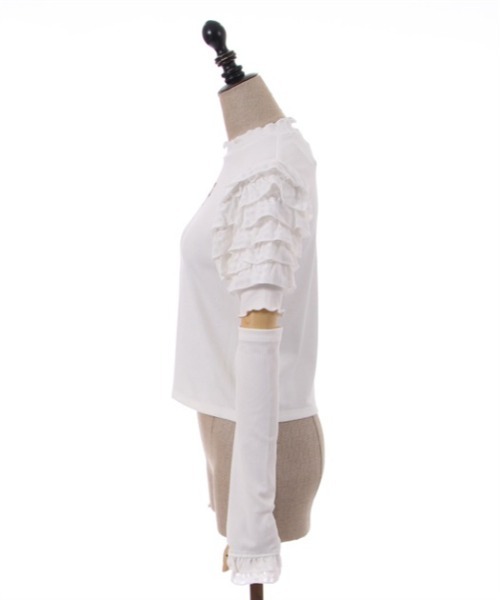 axes femme POETIQUE(アクシーズファムポエティック)の「アームカバー付フリル袖プルオーバー(Tシャツ/カットソー・レディース・キナリ/ワイン/ブラック・MEDIUM)」の7枚目の写真