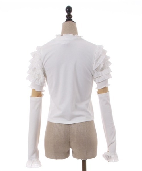 axes femme POETIQUE(アクシーズファムポエティック)の「アームカバー付フリル袖プルオーバー(Tシャツ/カットソー・レディース・キナリ/ワイン/ブラック・MEDIUM)」の8枚目の写真