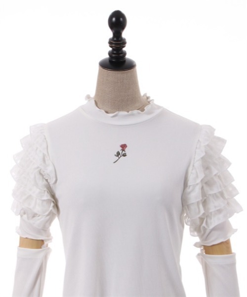 axes femme POETIQUE(アクシーズファムポエティック)の「アームカバー付フリル袖プルオーバー(Tシャツ/カットソー・レディース・キナリ/ワイン/ブラック・MEDIUM)」の9枚目の写真