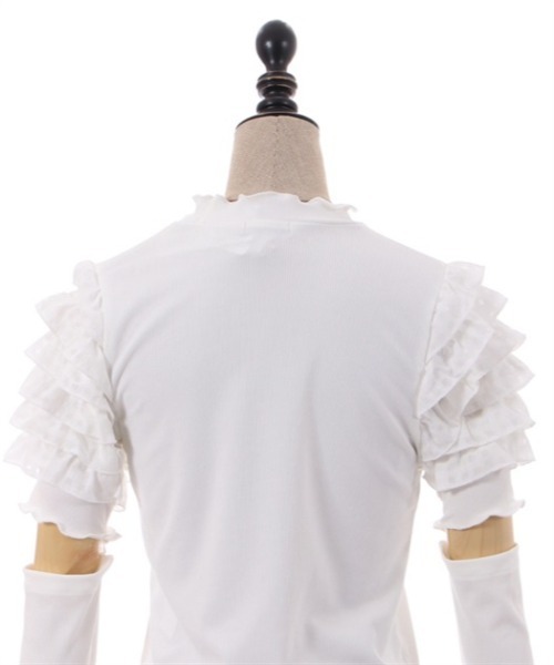 axes femme POETIQUE(アクシーズファムポエティック)の「アームカバー付フリル袖プルオーバー(Tシャツ/カットソー・レディース・キナリ/ワイン/ブラック・MEDIUM)」の12枚目の写真